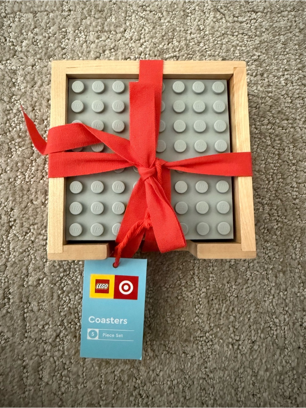 NWT Lego x Target Coaster Set with Natural Wood Holder